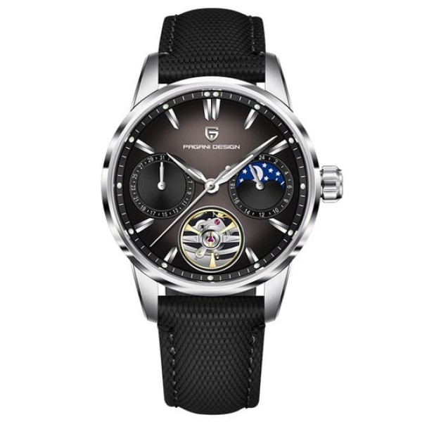 Мужские часы Pagani Design PD-YS021 Black-Silver с сапфировым стеклом и автоподзаводом