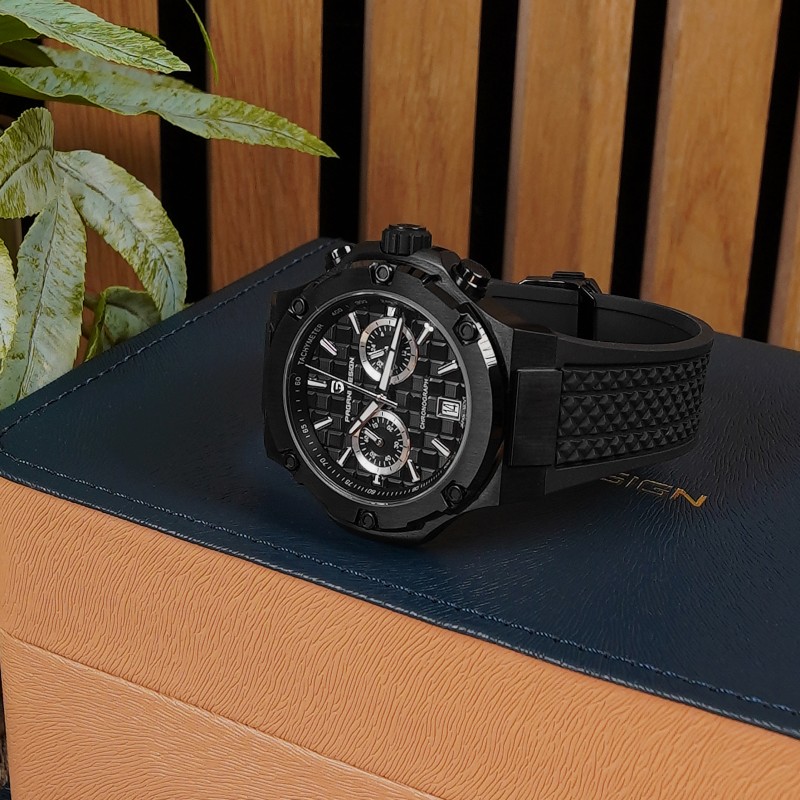 Мужские часы Pagani Design PD-YS032 Black-Black-Black Rubber с сапфировым стеклом и хронографом