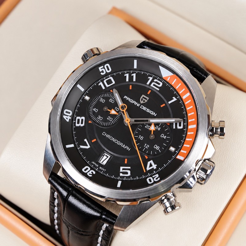 Чоловічий годинник Pagani Design PD-1811 Black-Silver з сапфіровим склом та хронографом