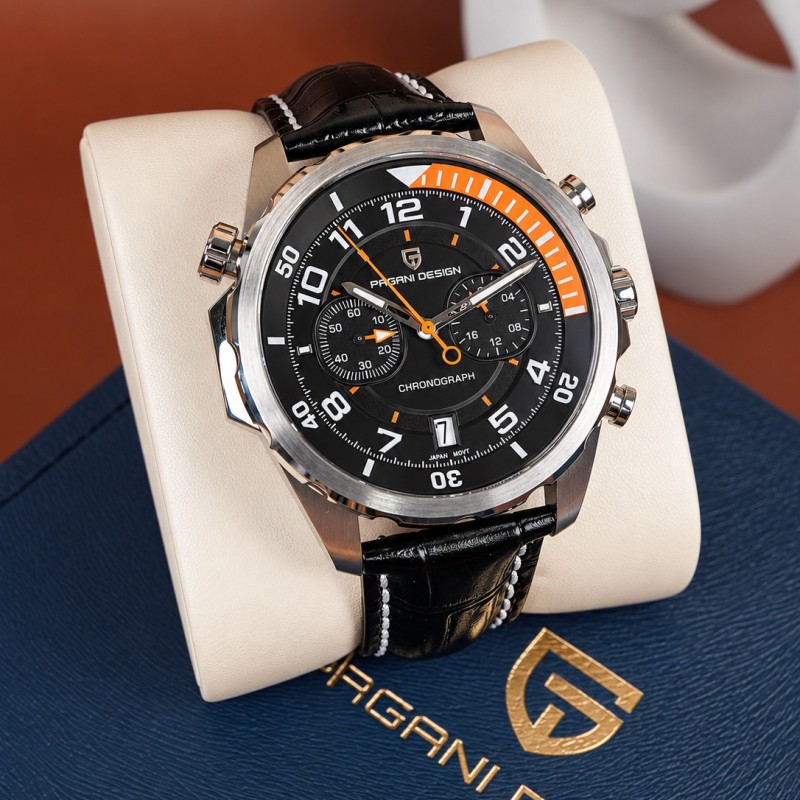 Чоловічий годинник Pagani Design PD-1811 Black-Silver з сапфіровим склом та хронографом