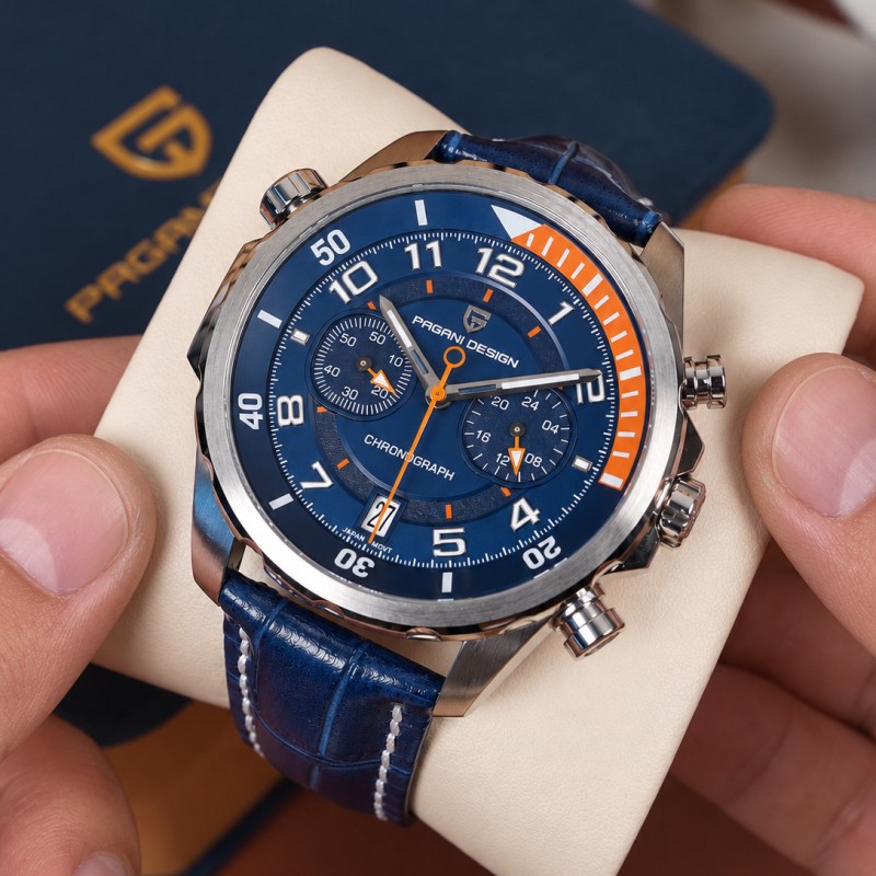Чоловічий годинник Pagani Design PD-1811 Blue-Silver з хронографом та сапфіровим склом