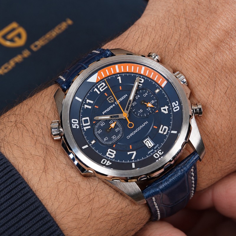 Чоловічий годинник Pagani Design PD-1811 Blue-Silver з хронографом та сапфіровим склом