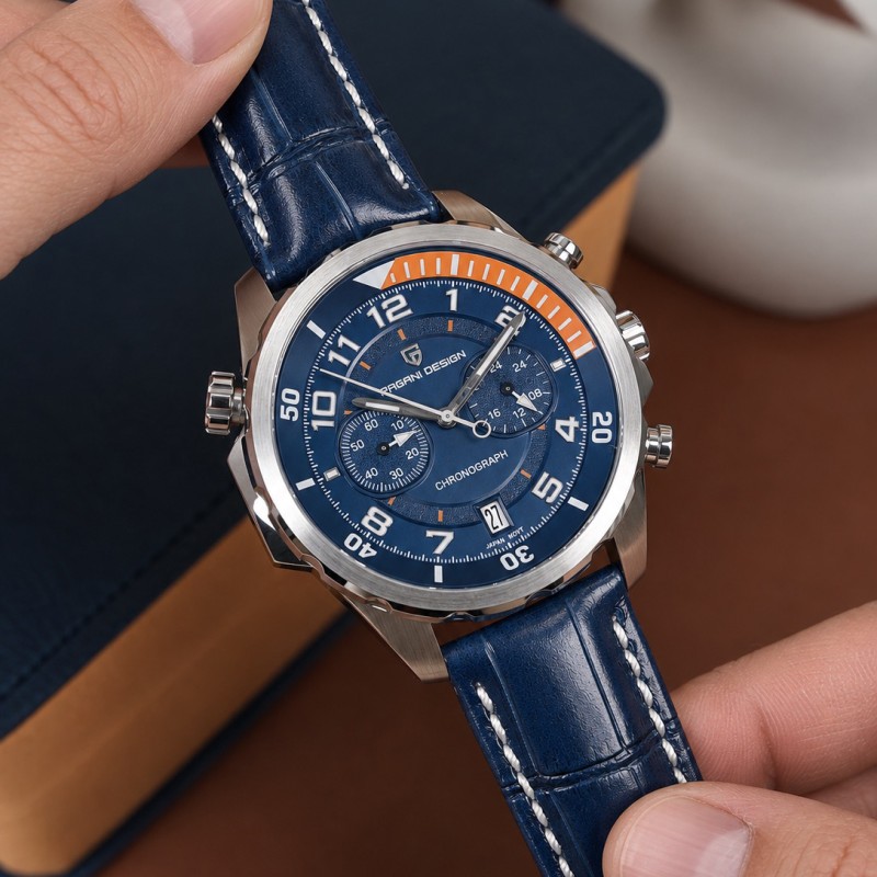 Чоловічий годинник Pagani Design PD-1811 Blue-Silver з хронографом та сапфіровим склом