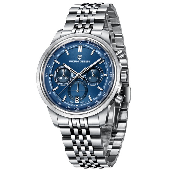 Чоловічий годинник Pagani Design PD-1827 Silver-Blue з хронографом та сапфіровим склом