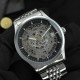 Мужские механические часы Skrox 7049 Silver-Black с автоподзаводом и стальным браслетом