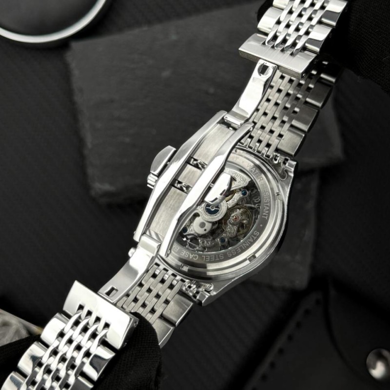 Мужские часы Skrox 7049 Silver с автоподзаводом и минеральным стеклом