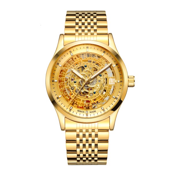 Мужские механические часы Skrox 7049 Gold с автоподзаводом и японским механизмом