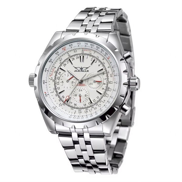 Мужские механические часы Jaragar 6905 Silver-White со стальным браслетом и автоподзаводом