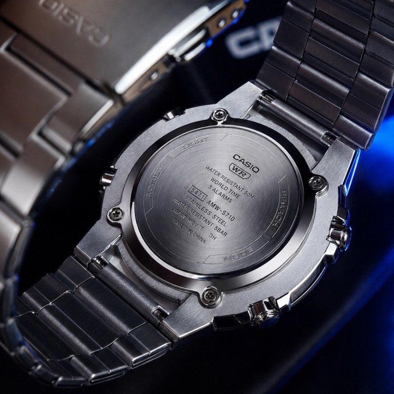Чоловічий годинник Casio AMW-870D-1A у сталевому корпусі з комбінованим циферблатом