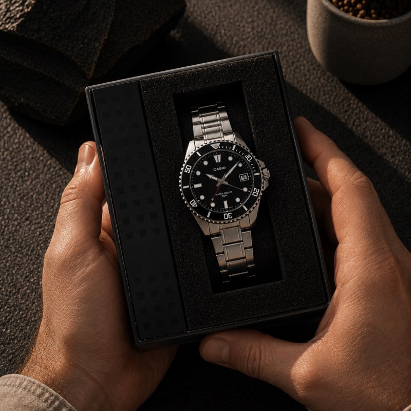 Чоловічий годинник Casio MDV-10D-1A1 класичний сталевий браслет водонепроникність 5 ATM
