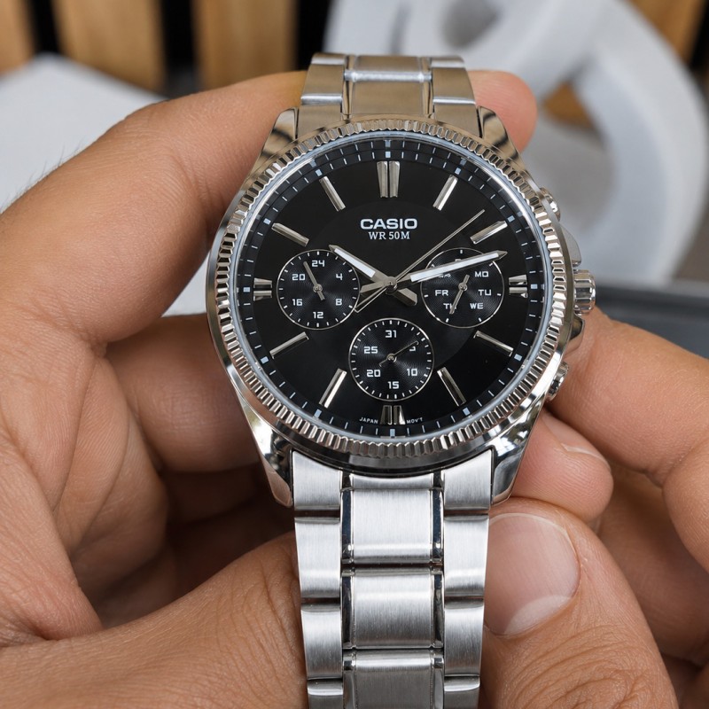 Мужские часы Casio MTP-1375D-1A в классическом стиле из нержавеющей стали