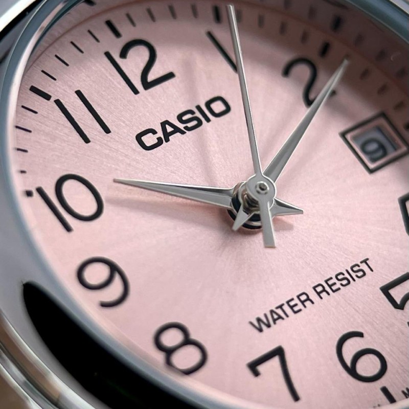 Женские часы Casio LTP-V002D-4B — Классическая модель с розовым циферблатом и датой