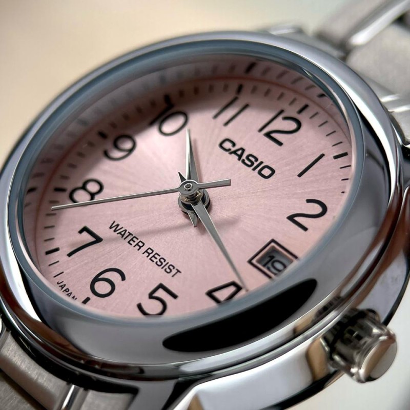 Женские часы Casio LTP-V002D-4B — Классическая модель с розовым циферблатом и датой