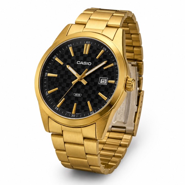 Мужские часы Casio MTP-VD03G-1A Classic в золотистом корпусе с черным циферблатом