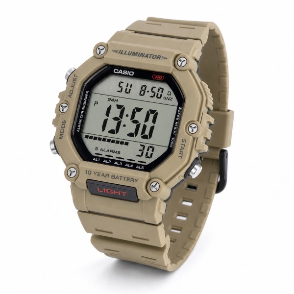 Мужские часы Casio AE-1600H-5A — Спортивная модель с водозащитой 10 ATM и электронным дисплеем