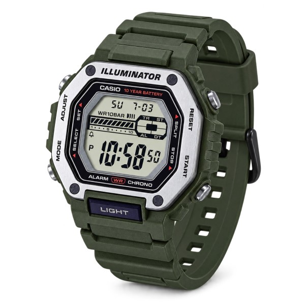 Мужские часы Casio MWD-110H-3A — Спортивная модель 10 ATM в зеленом корпусе