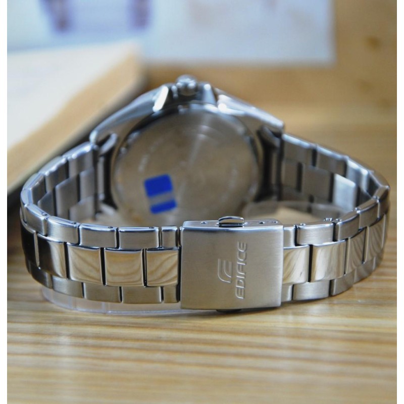 Мужские часы Casio Edifice EFV-100D-2A с синим циферблатом и стальным браслетом