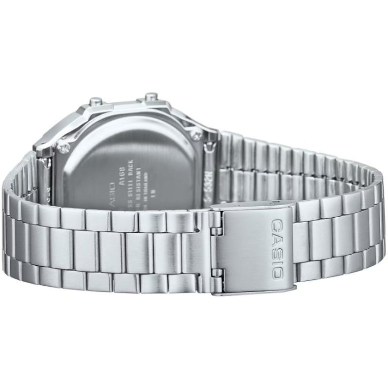 Чоловічий годинник Casio A168WA-1W — Класична модель з електронним циферблатом та сталевим браслетом