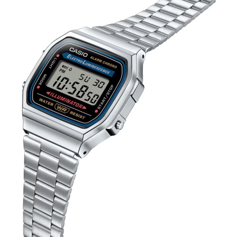 Чоловічий годинник Casio A168WA-1W — Класична модель з електронним циферблатом та сталевим браслетом