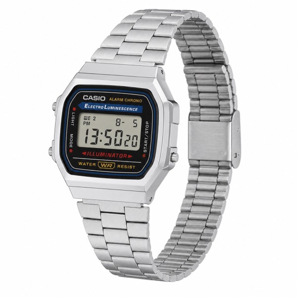 Чоловічий годинник Casio A168WA-1W — Класична модель з електронним циферблатом та сталевим браслетом
