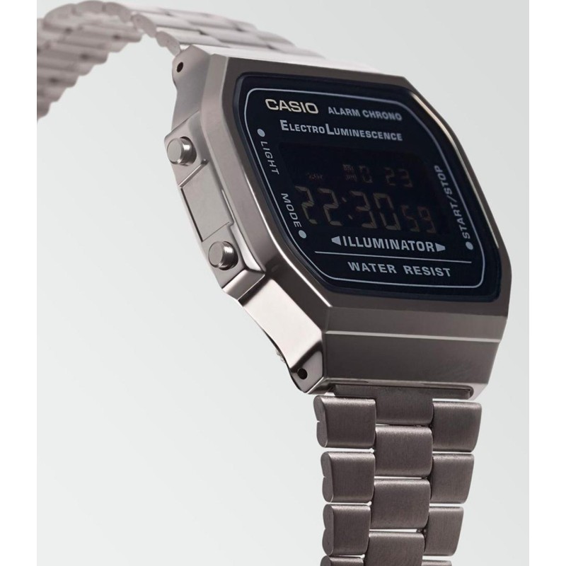 Чоловічий годинник Casio A168WGG-1B — Класичний електронний браслет з підсвічуванням