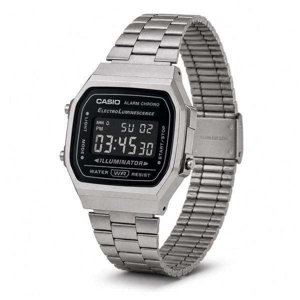 Чоловічий годинник Casio A168WGG-1B — Класичний електронний браслет з підсвічуванням