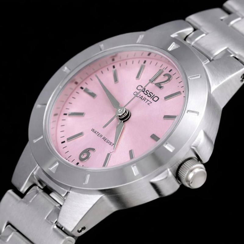 Жіночий годинник Casio LTP-1177A-4A1 Classic з рожевим циферблатом та сталевим браслетом