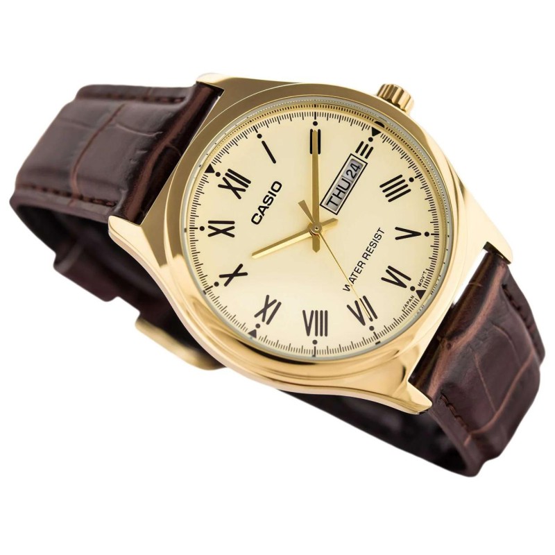 Женские часы Casio LTP-V006GL-9B Классические с кожаным ремешком и календарем