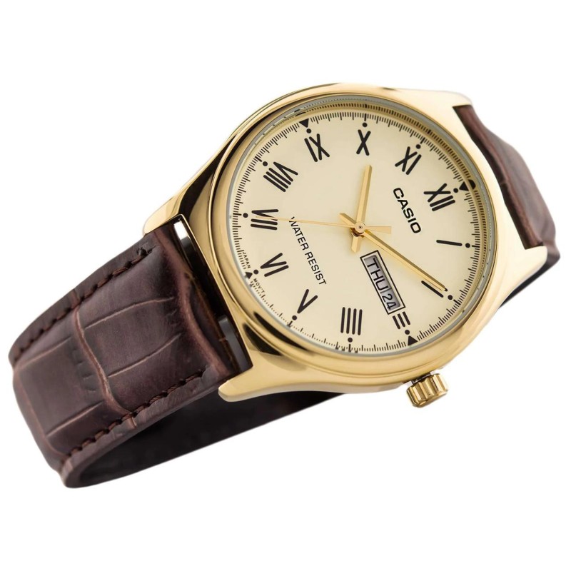 Женские часы Casio LTP-V006GL-9B Классические с кожаным ремешком и календарем