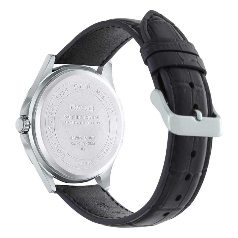 Чоловічий годинник Casio MTS-100L-1A з сапфіровим склом та шкіряним ремінцем
