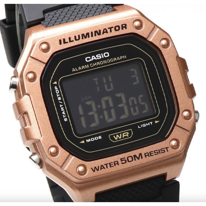Мужские часы Casio W-218HM-5A — Спортивная классика с электронным циферблатом и подсветкой