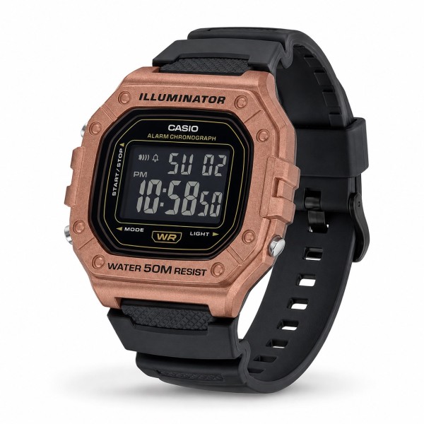 Мужские часы Casio W-218HM-5A — Спортивная классика с электронным циферблатом и подсветкой