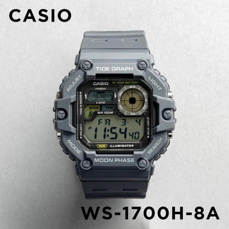 Чоловічий годинник Casio WS-1700H-8A — Спортивна модель 10 ATM з електронним циферблатом