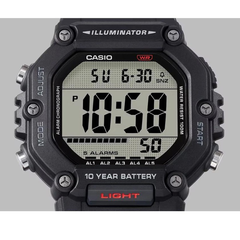 Мужские часы Casio AE-1600H-1A — Спортивные электронные часы с водозащитой 10 ATM
