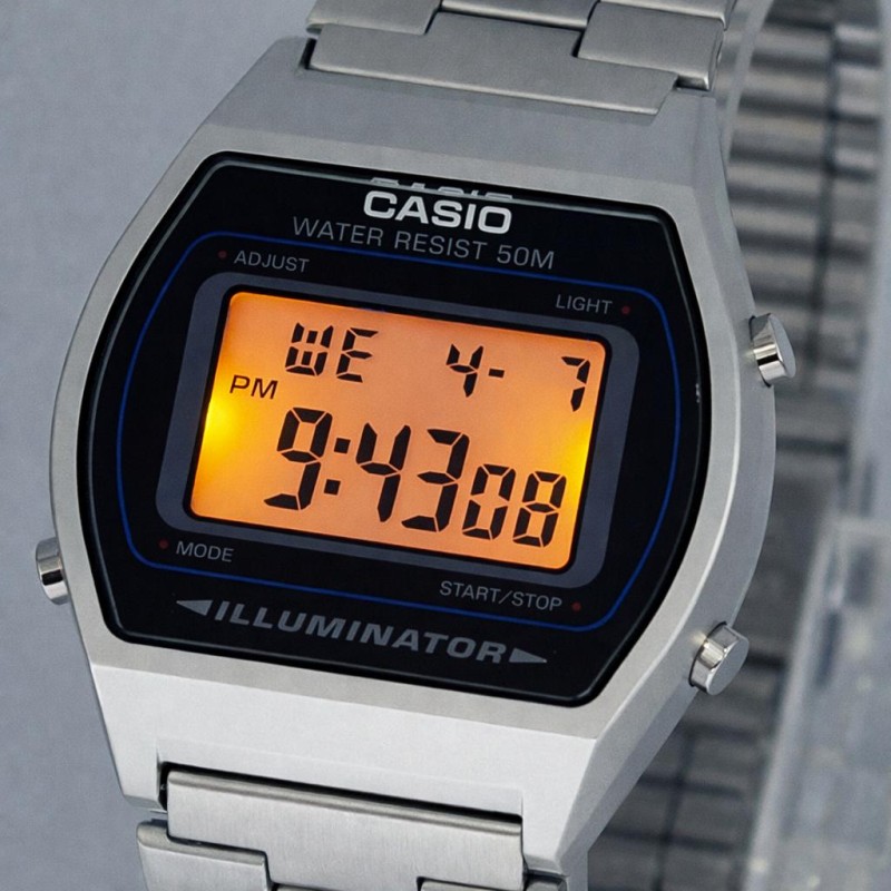 Чоловічий годинник Casio B640WD-1A — Класичний електронний годинник у сріблястому корпусі
