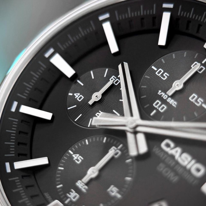Чоловічий годинник Casio MTP-E510D-1A1 з хронографом та сталевим браслетом, Японія