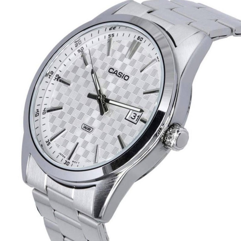 Мужские часы Casio MTP-VD03D-7A Classic с белым циферблатом и серебристым браслетом