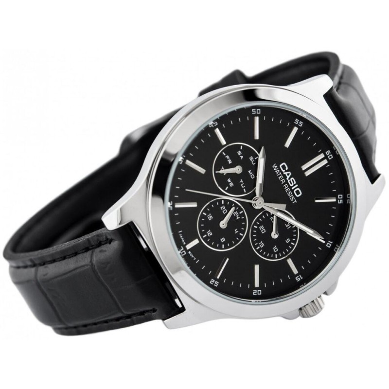 Жіночий годинник Casio LTP-V300L-1A у класичному стилі з чорним шкіряним ремінцем та мінеральним склом