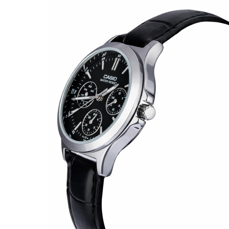 Жіночий годинник Casio LTP-V300L-1A у класичному стилі з чорним шкіряним ремінцем та мінеральним склом