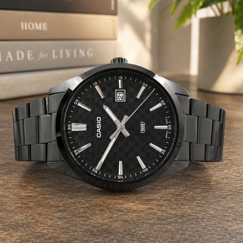 Мужские часы Casio MTP-VD03B-1A — Классические стальные часы с минеральным стеклом и датой