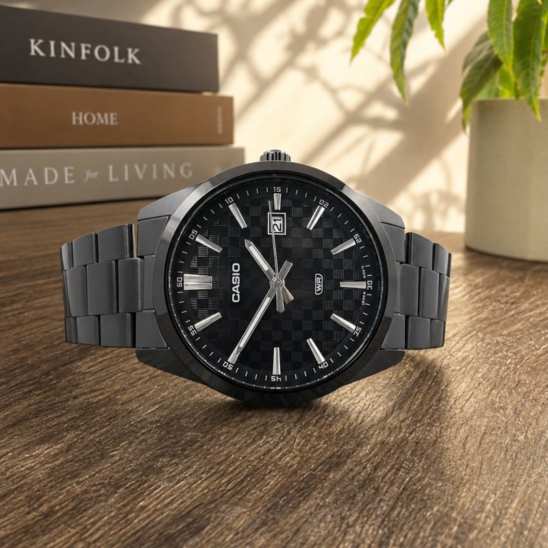Мужские часы Casio MTP-VD03B-1A — Классические стальные часы с минеральным стеклом и датой