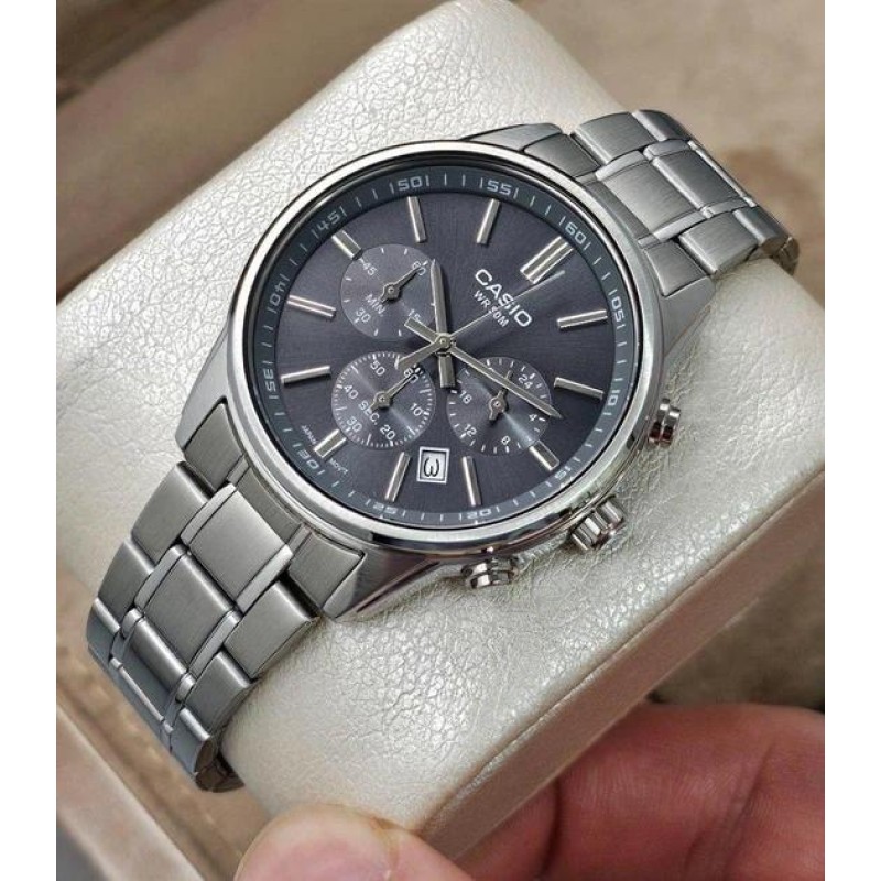 Мужские часы Casio MTP-E515D-8A из нержавеющей стали, классический кварцевый браслет