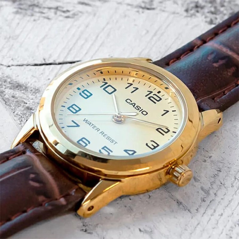 Жіночий годинник Casio LTP-V001GL-9BU — класична модель з японським механізмом та шкіряним ремінцем