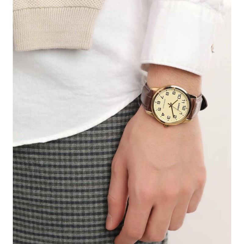 Жіночий годинник Casio LTP-V001GL-9BU — класична модель з японським механізмом та шкіряним ремінцем