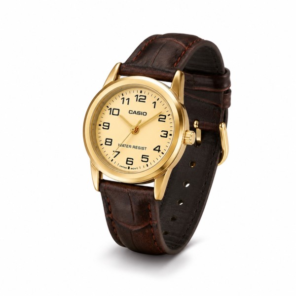 Жіночий годинник Casio LTP-V001GL-9BU — класична модель з японським механізмом та шкіряним ремінцем