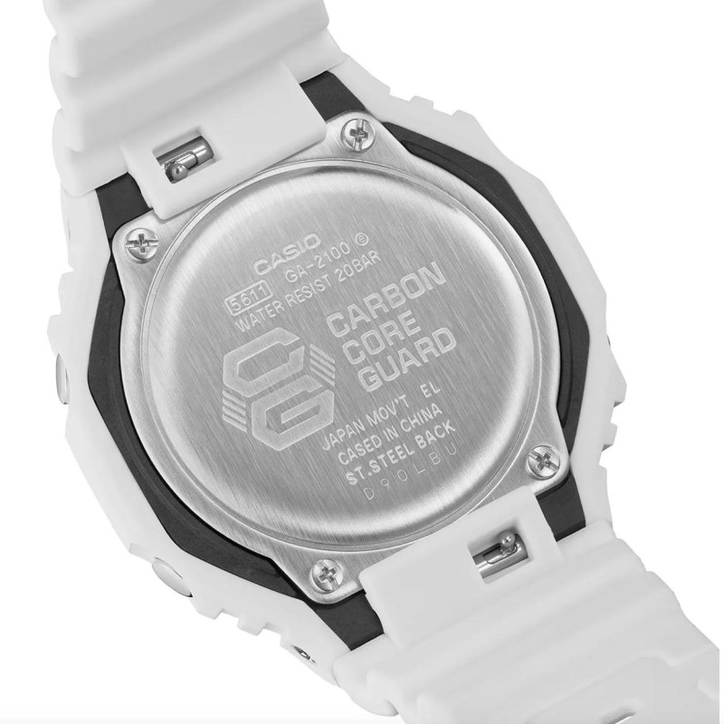 Мужские часы Casio G-SHOCK GA-2100-7A7 Carbon Core Guard, белый цвет, 20 ATM