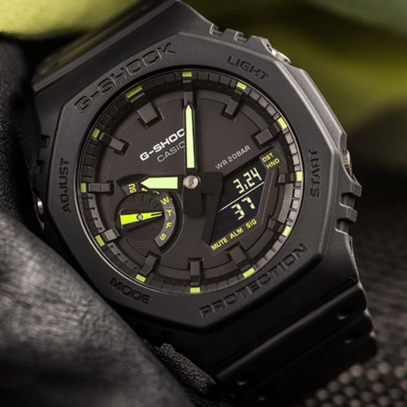 Мужские часы Casio G-SHOCK GA-2100-1A3 Carbon Core Guard с водозащитой 20 ATM