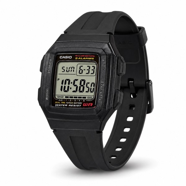 Мужские часы Casio F-201WA-1A — электронная модель с календарем и подсветкой