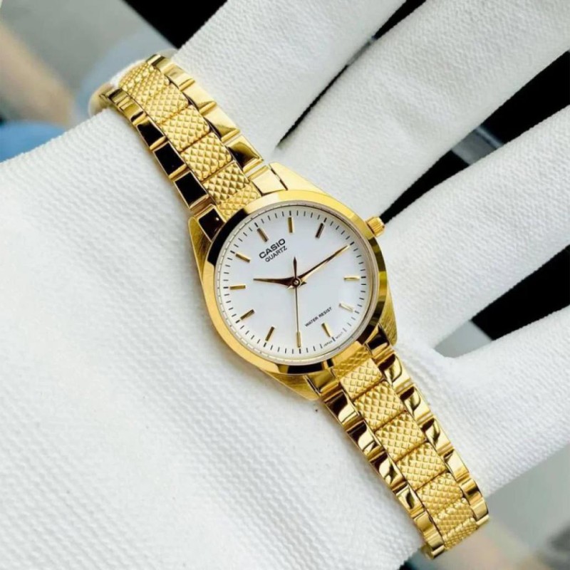 Жіночий годинник Casio LTP-1274G-7A Класичний з золотистим браслетом та мінеральним склом