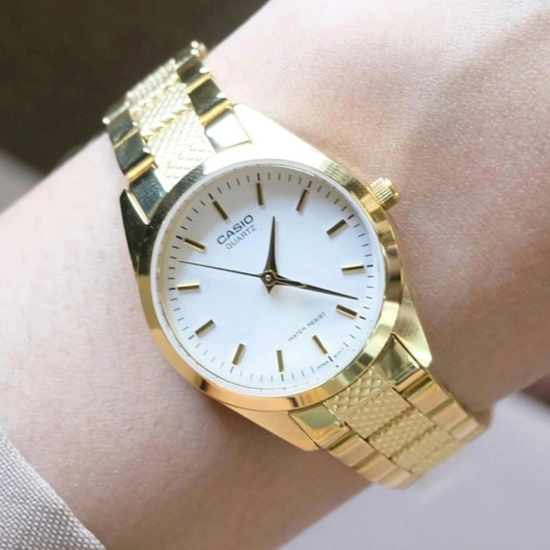 Жіночий годинник Casio LTP-1274G-7A Класичний з золотистим браслетом та мінеральним склом